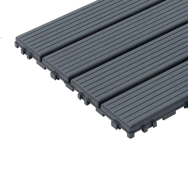 Amucolo 12 in. x 12 in. Waterproof Plastic Interlocking Deck Tiles in Gray for Poolside Balcony Backyard (Set of 44 Tiles)