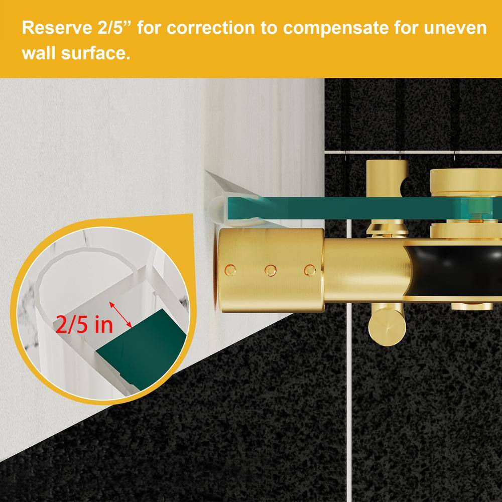 Brushed Gold Semi-Frameless Sliding Shower Door with Clear Glass