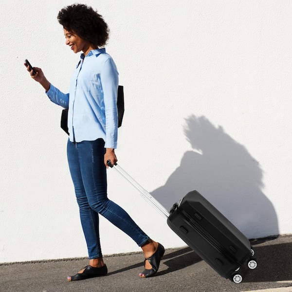 HIKOLAYAE Big Cottonwood Nested Hardside Luggage Set in Black, 3