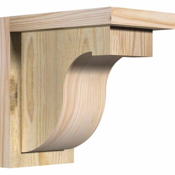 Ekena Millwork 6 in. x 10 in. x 10 in. Douglas Fir Del Monte Rough Sawn Corbel with Backplate