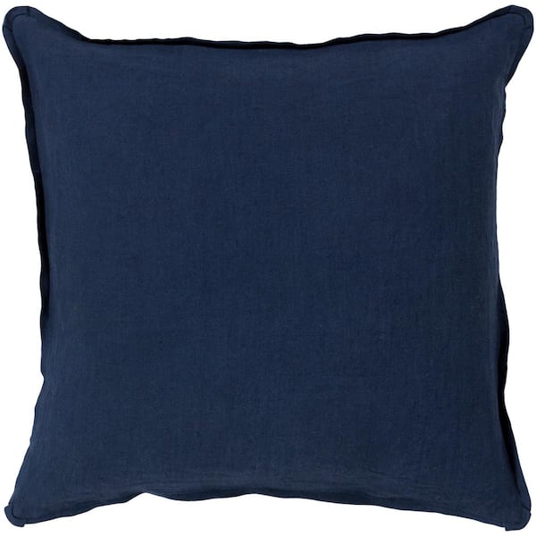 Livabliss Zevgari Navy Solid Polyester 22 in. x 22 in. Throw Pillow
