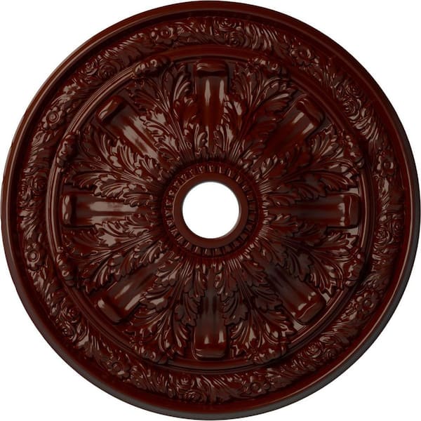 Ekena Millwork 3-1/4" x 30" x 30" Polyurethane Flagstone Ceiling Medallion, Brushed Mahogany