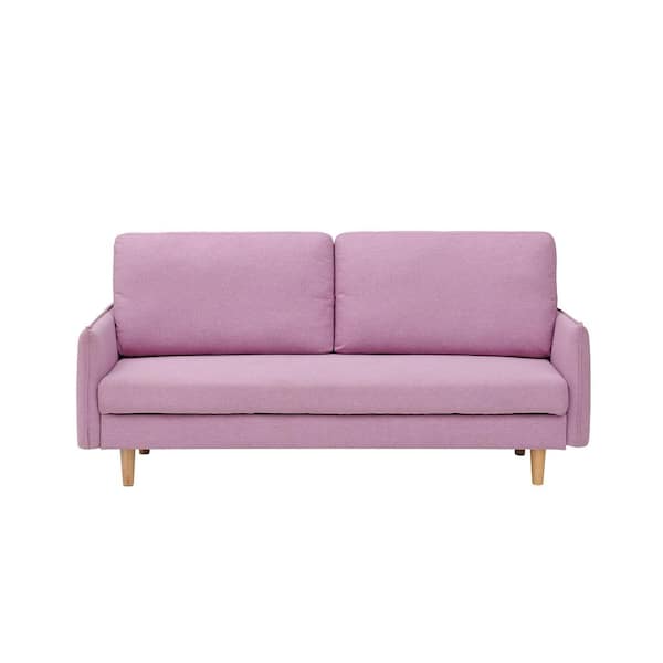 URTR 31 in. W Flared Arm Sofa Linen Upholstery Multifunctional Folding Modern Style Straight 2-Seat Sofa Classic in Pink