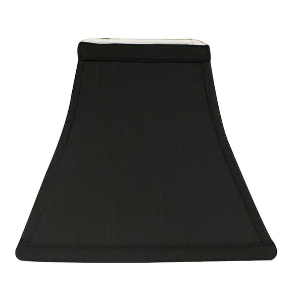 12 in. Black White Shantung Fabric Bell Lamp Shade with Screw On Fitter