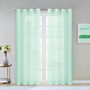 Aqua Extra Wide Grommet Sheer Curtain - 55 in. W x 84 in. L