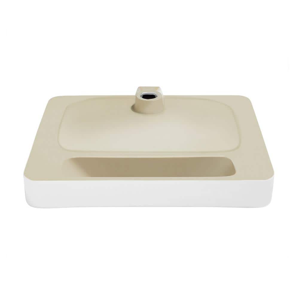 Glossy White Large Rectangular Ceramic Vessel Sink