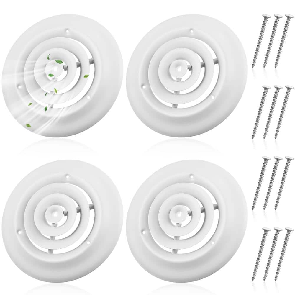 "6-Inch Round Ceiling Vent Cover, White HVAC Diffuser with Screws, Outer Dimensions 9-15/16"", 4 Pack" price history on PriceWatchPro