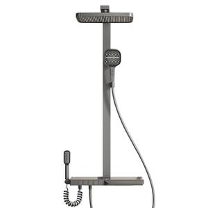 Single-Handle 3-Spray Thermostatic Tub and Shower Faucet 2.34 GPM Wall Mount Shower Trim Kit in. Gray Valve Included
