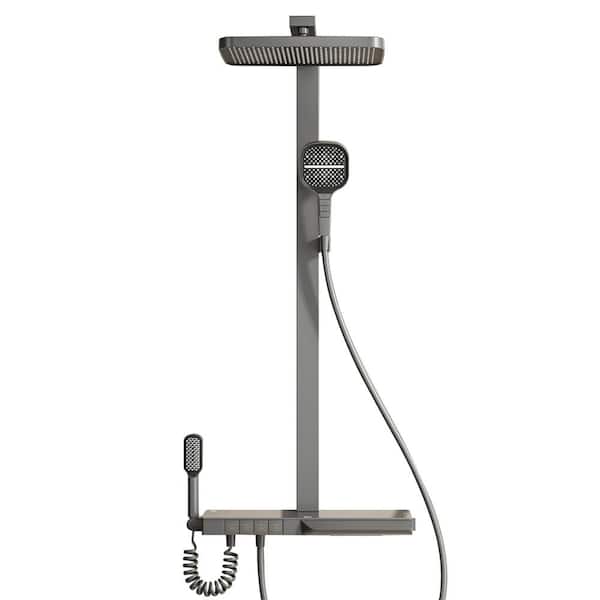 AIMADI Single-Handle 3-Spray Thermostatic Tub and Shower Faucet 2.34 GPM Wall Mount Shower Trim Kit in. Gray Valve Included