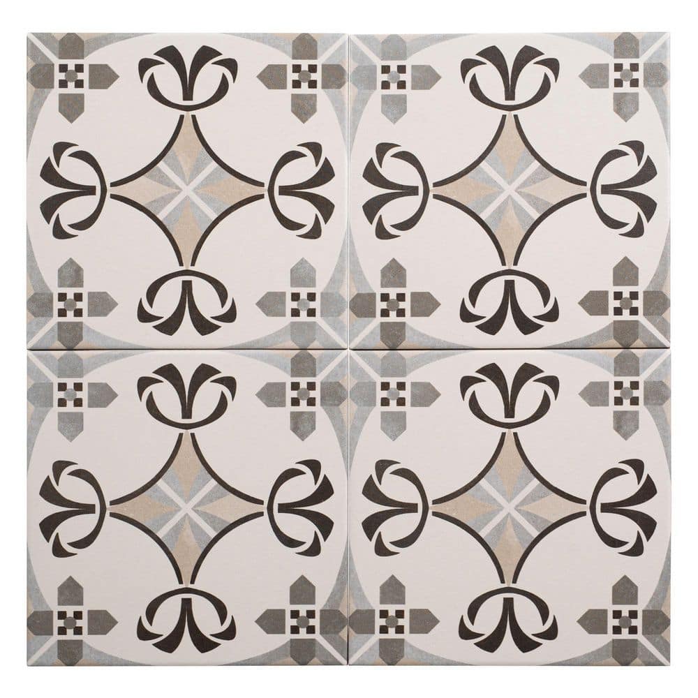Istanelle Ankara Grey 8 in. Encaustic Patterned Matte Porcelain Wall and Fl