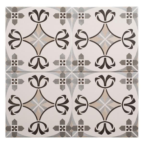 Istanelle Ankara Grey 8 in. Encaustic Patterned Matte Porcelain Wall and Floor Tile (8.17 sq. ft./Case)
