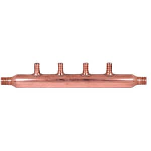 3/4 in. Barb Inlet x 1/2 in. Barb Copper 4-Port Open PEX-B Manifold