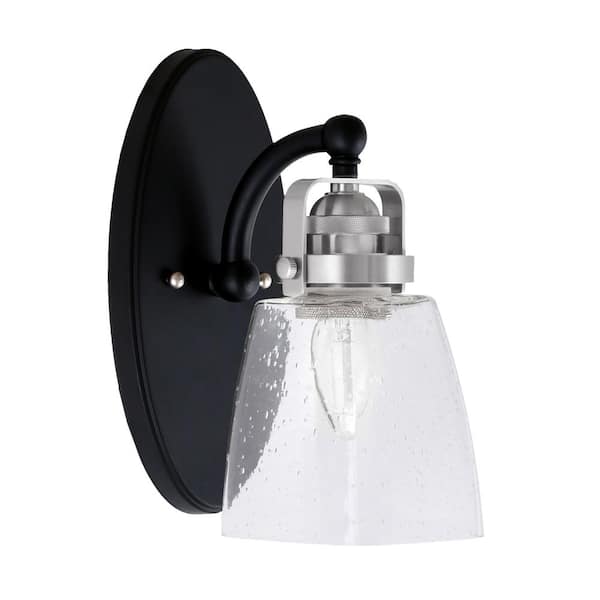 Unbranded Decatur 1-Light Matte Black and Brushed Nickel Wall Sconce