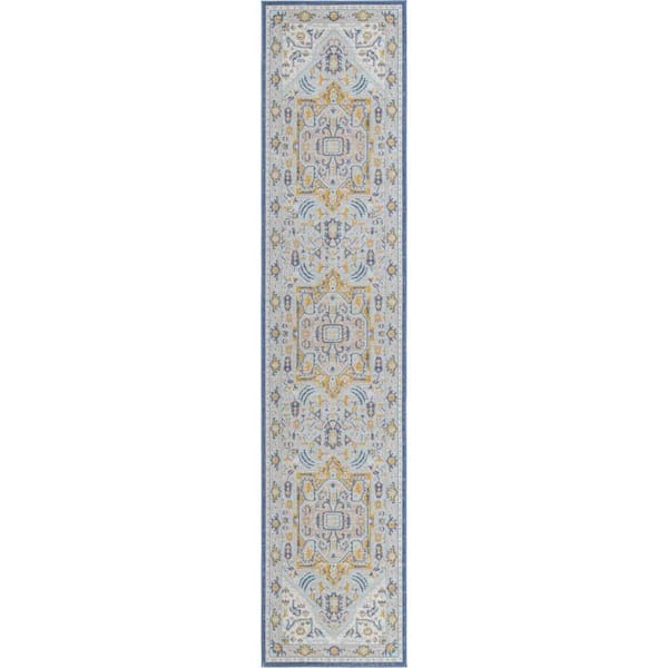 Unique Loom Whitney Milano Sky Blue 2 ft. 7 in. x 12 ft. Area Rug