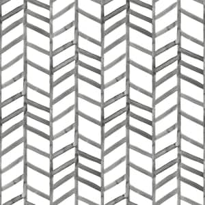 Fletching Black Geometric Fabric Pre-Pasted Matte Strippable Wallpaper