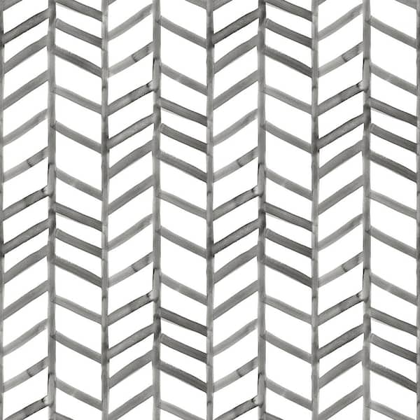 Chesapeake Fletching Black Geometric Fabric Pre-Pasted Matte Strippable Wallpaper
