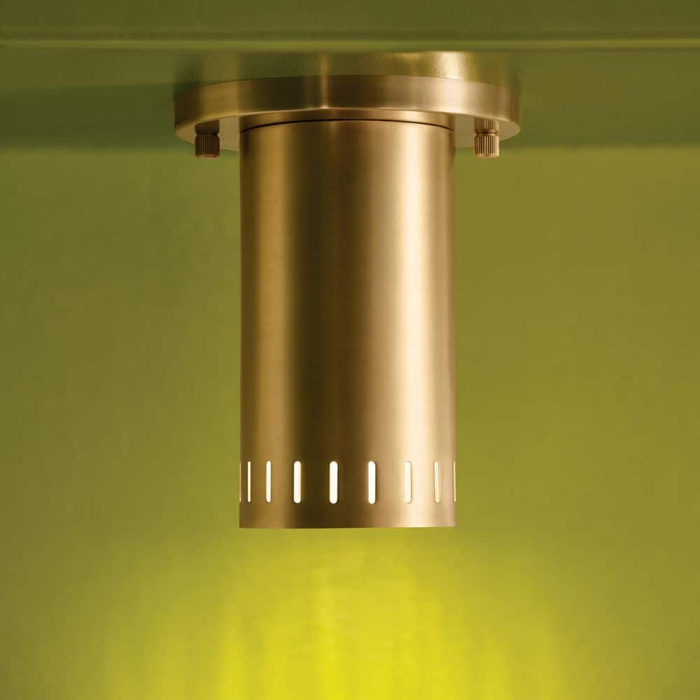 Ruehl 5.50 in. 1-Light Round Flush Mount in Gloss Lacquered Brass for Foyer price history on PriceWatchPro