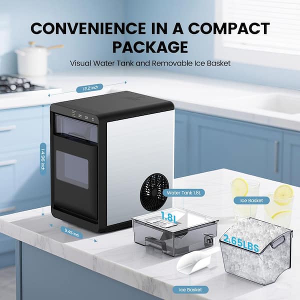 COWSAR 9.45 in. 44 lb. Portable Ice Maker Countertop Nugget Ice