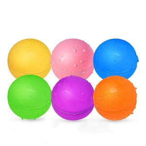 6-Piece Reusable Soft Silicone Water Balloons with Easy Quick Fill and Self-Sealing for Summer Toys, 6-Color