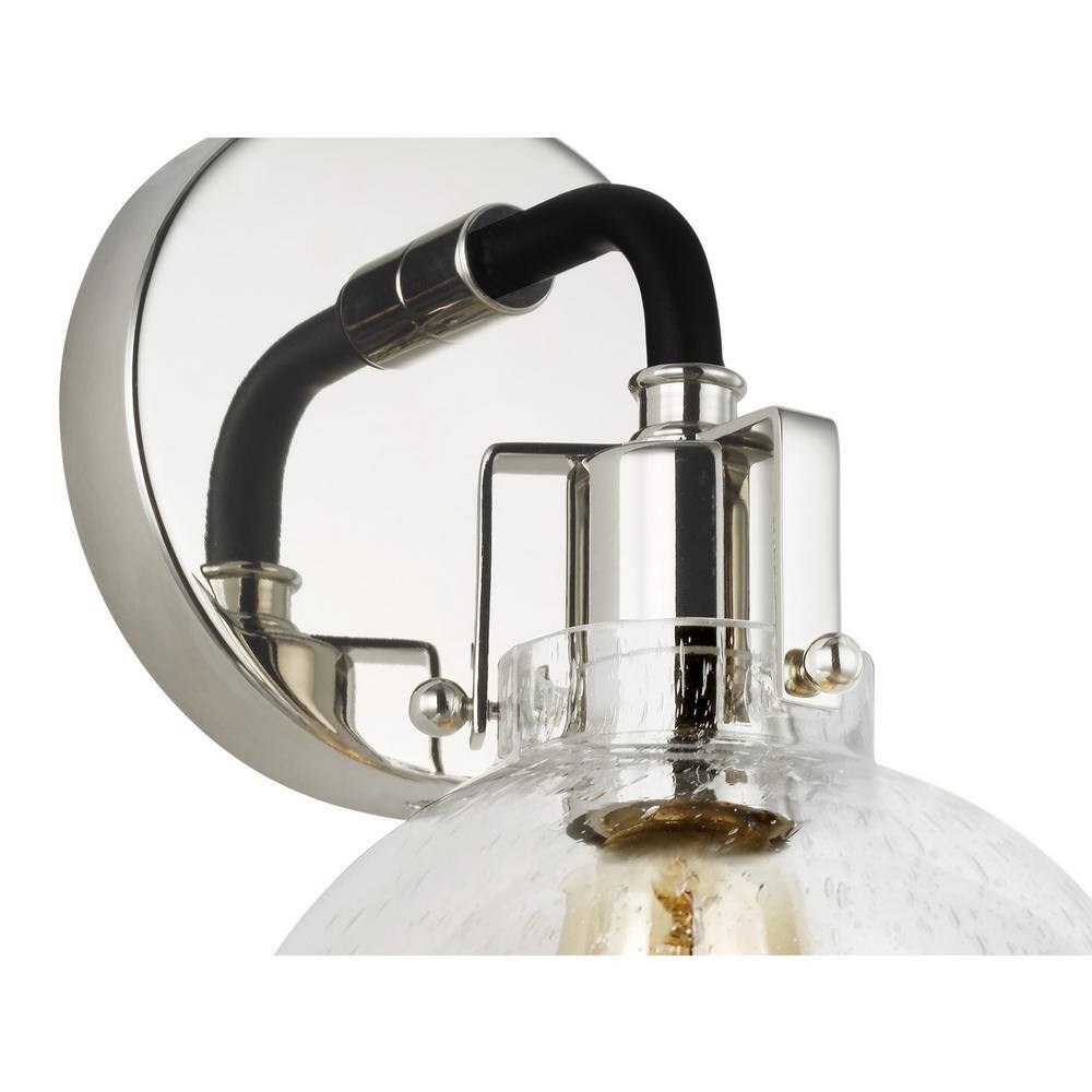 Clara Polished Nickel & Textured Black 1-Light Dimmable Jelly Jar Sconce
