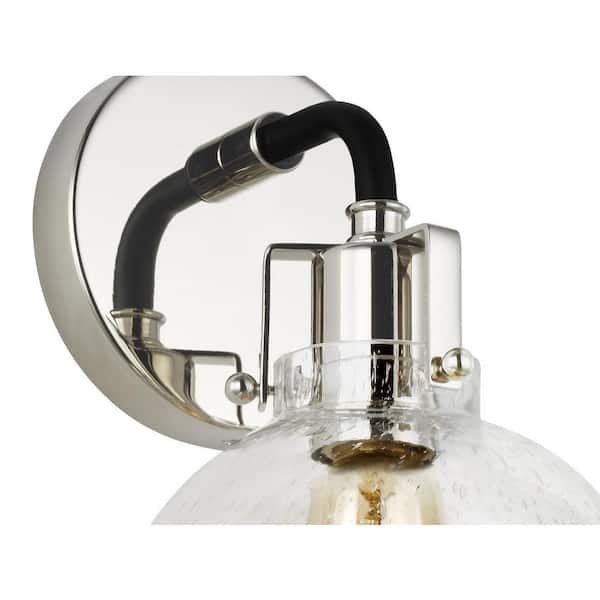 Generation Lighting - Clara 5 in. Polished Nickel Sconce with Clear Seeded Glass