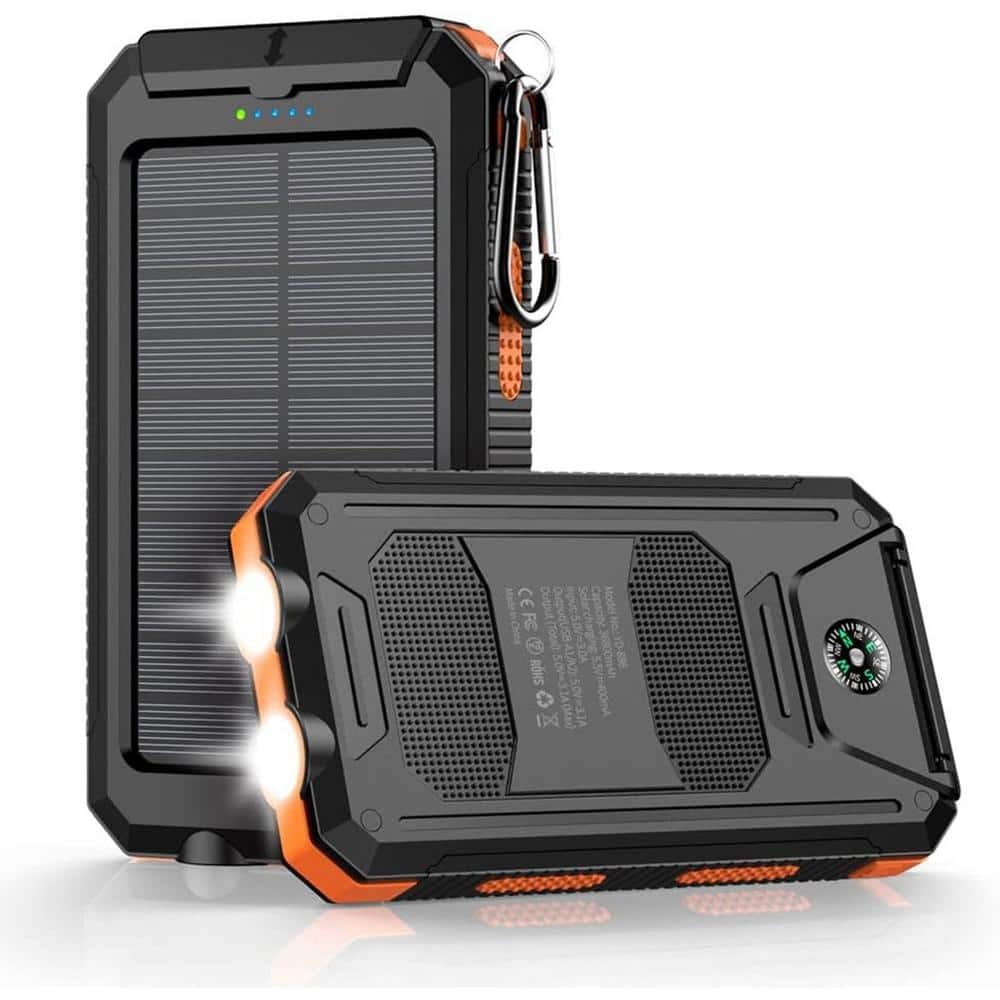 Solar 36800mAh Portable Power Bank-Waterproof Charger with Built-in Dual QC