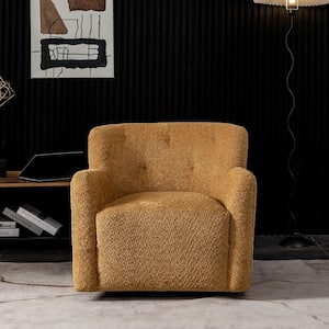 Modern Camel Upholstered Tufted Armchair with 360° Swivel