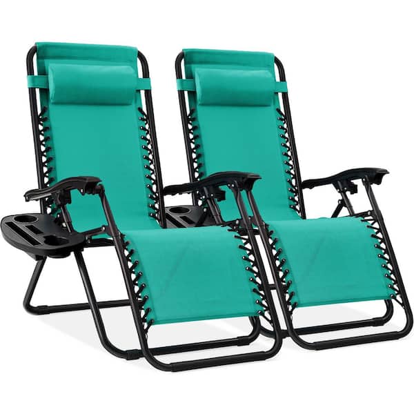 Best Choice Products Mint Metal Zero Gravity Reclining Lawn Chair with Cup Holders (2-Pack)