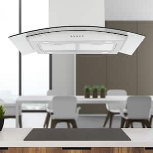 30 in. 440 CFM Convertible Island Mount Glass Canopy Range Hood with LED Lights in Stainless Steel