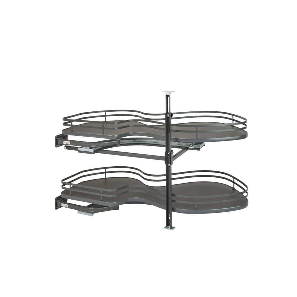 Orion Gray 2-Tier Blind Corner Cabinet Organizer