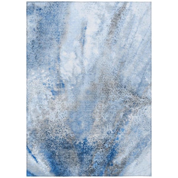 Gray 5 ft. x 8 ft. Woven Abstract Polyester Rectangle Indoor/Outdoor Area Rug