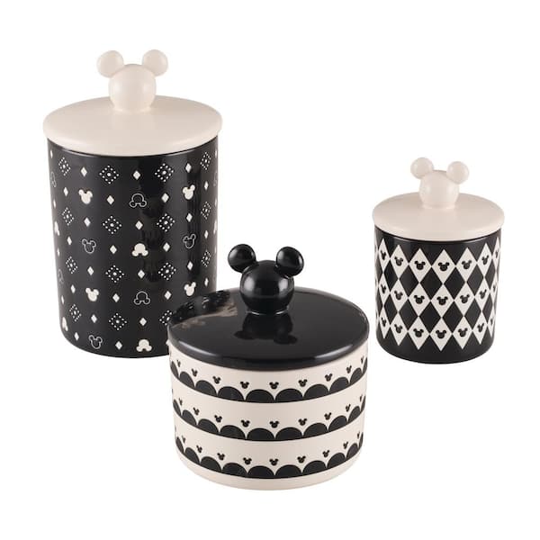 Unbranded Monochrome 3 Piece Stoneware Jar Set, Black