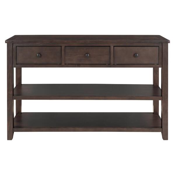 Tajsoon Narrow Console Table – 2-Tier Rustic Brown Entryway Table With Open Shelves, 29"L