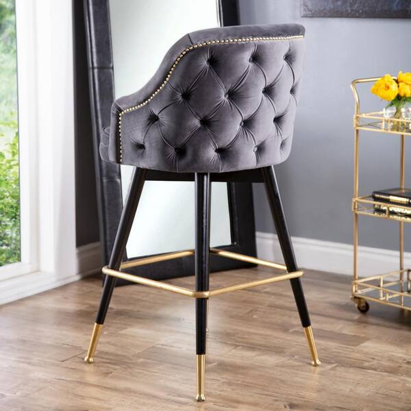 tufted bar stools grey