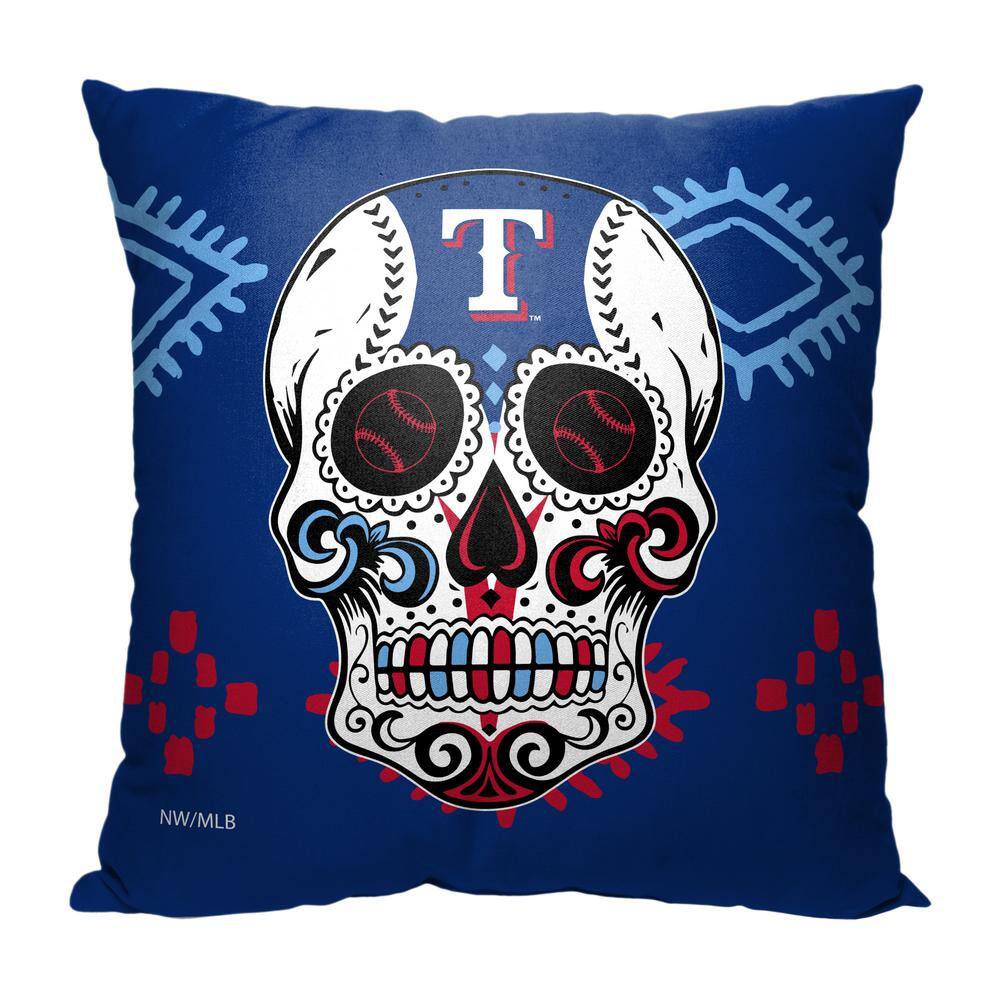 Texas Rangers Blue Polyester Candy Skull Throw Pillow