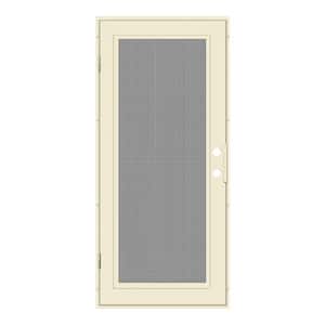 Full View 30 in. x 80 in. Right-Hand/Outswing Beige Aluminum Security Door with Meshtec Screen