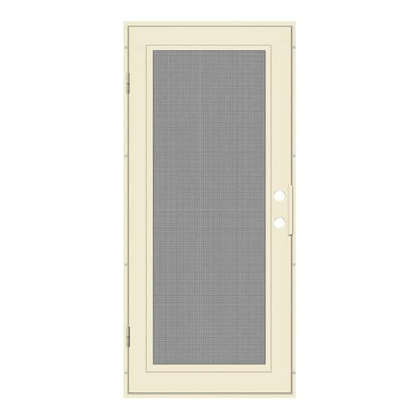 Unique Home Designs Full View 32 in. x 80 in. Right-Hand/Outswing Beige Aluminum Security Door with Meshtec Screen