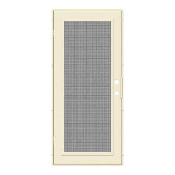 Unique Home Designs Full View 36 in. x 80 in. Right-Hand/Outswing Beige Aluminum Security Door with Meshtec Screen