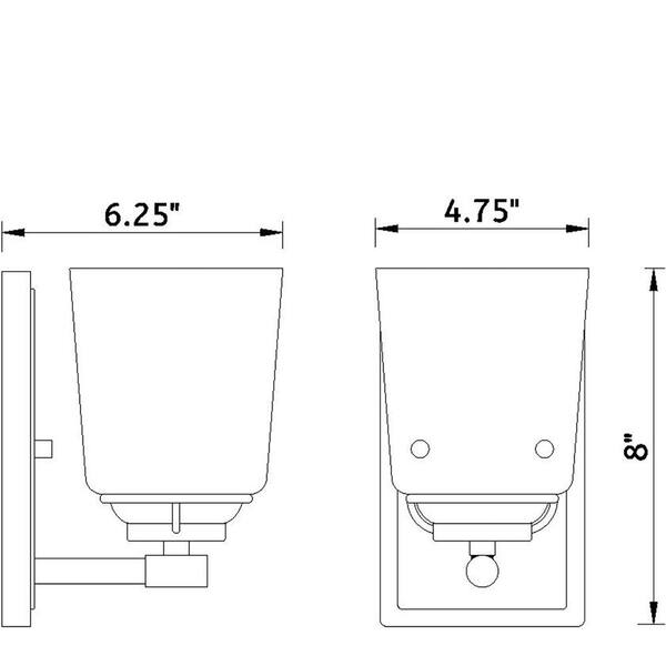 Designers Fountain - Stella 4.75 in. 1-Light Polished Nickel Modern Wall Sconce with Etched Opal Glass Shade
