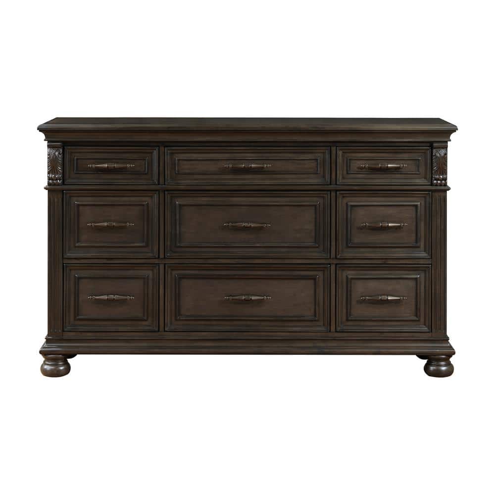 Balboa Walnut Brown 9-Drawer Dresser with Felt Lined Drawers