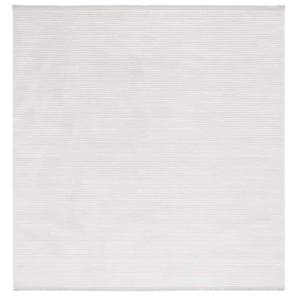 SAFAVIEH Whisper 7 ft. x 7 ft. Ivory/Ivory Marle Striped Square Area Rug