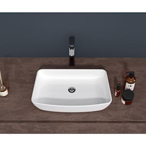 24 in. L x 15 in. W x 5 in. D White Ceramic Rectangular Bathroom Vessel Sink