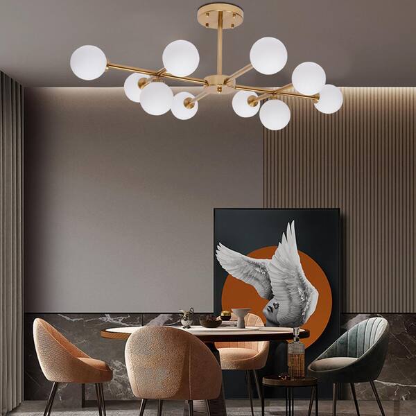 OUKANING 10-Light Gold Modern Bubble Shaped Chandelier for Living