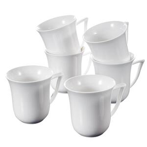 Series Carina 7 oz. 4.75 in. Coffee Mugs Ivory White Porcelain Cups Coffee Service Mugs Set (Set of 6)
