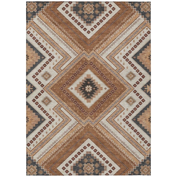 Chantille Machine Washable Indoor/Outdoor Abstract ACN1010 Copper 5 ft. x 7 ft. 6 in. Area Rug
