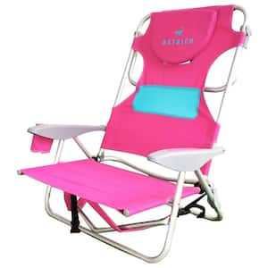 Pink Aluminum Outdoor Beach Ladies Comfort and On-Your-Back Backpack Beach Chair