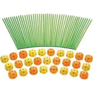 Orange and Yellow Balls Fort Building Kit Glow in the Dark Sticks Fun Construction Toy for Age 5 Plus (77-Piece)