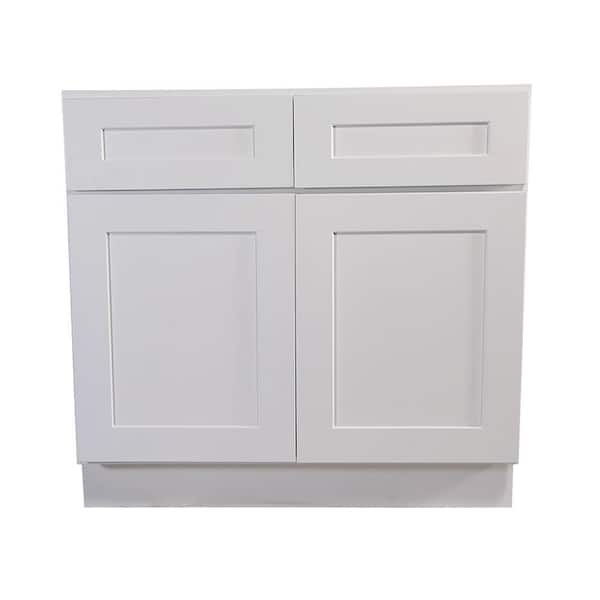 Design House Brookings Plywood Assembled Shaker 36x34.5x24 in. 2-Door 2-Drawer Base Kitchen Cabinet in White