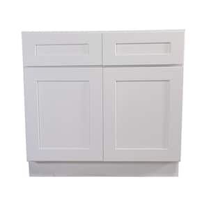 Brookings Plywood Assembled Shaker 42x34.5x24 in. 2-Door 2-Drawer Base Kitchen Cabinet in White