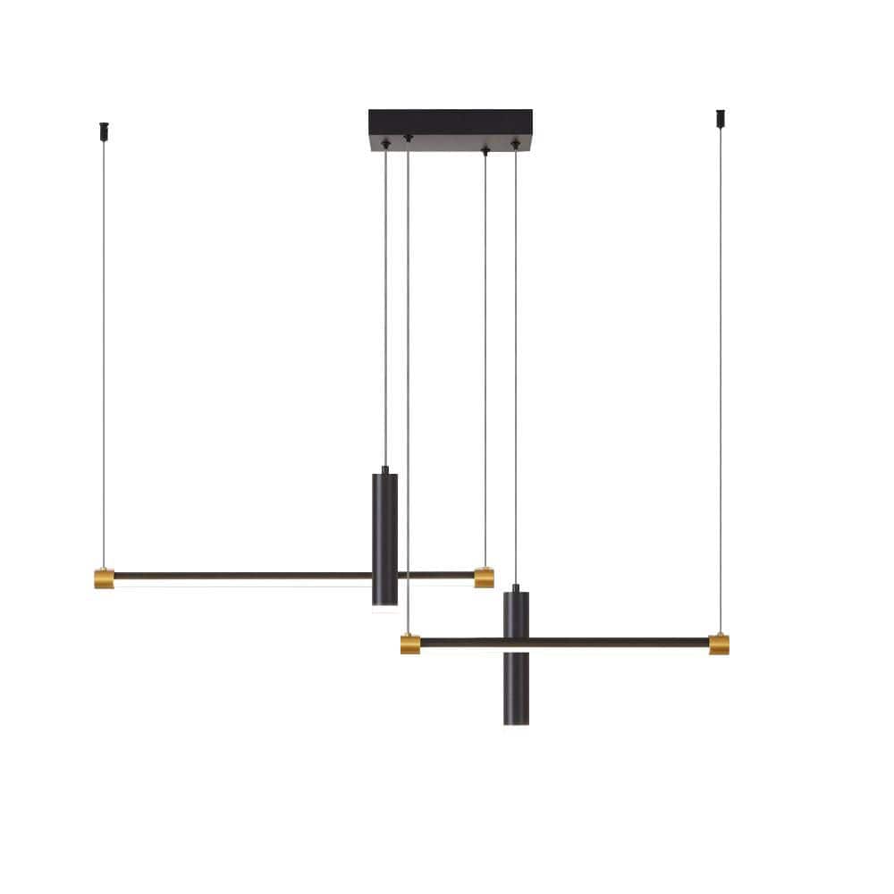 4-Light Black and Gold Modern Dimmable Kitchen Island Linear LED Pendant (N